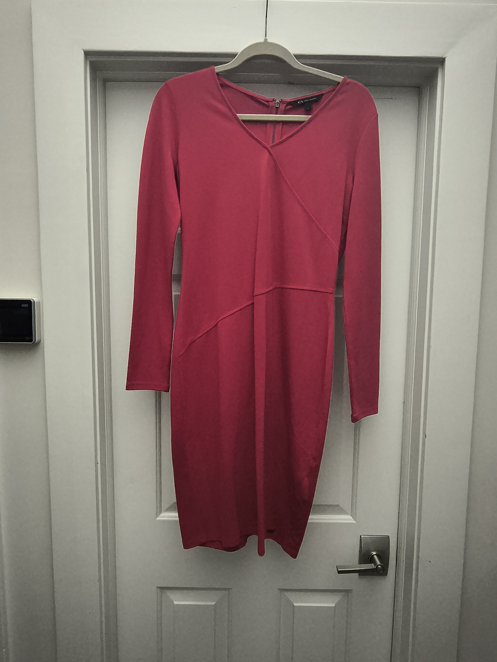 Armani Exchange Red Long-Sleeve Sheath Dress